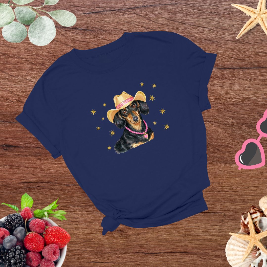 Whimsical Western Inspired Dachshund in Cowboy Hat