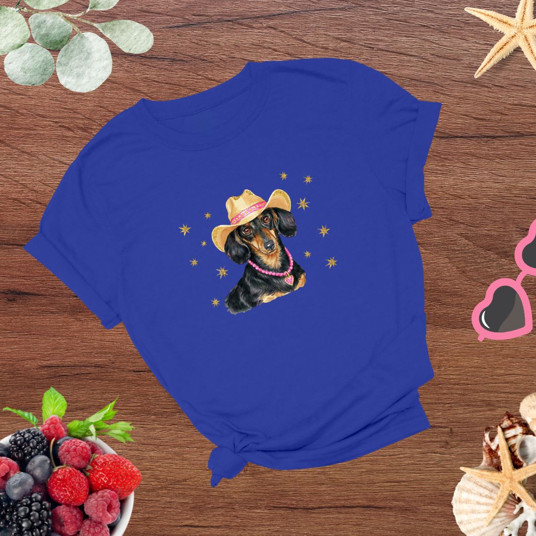 Whimsical Western Inspired Dachshund in Cowboy Hat