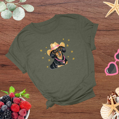 Whimsical Western Inspired Dachshund in Cowboy Hat