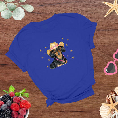 Whimsical Western Inspired Dachshund in Cowboy Hat