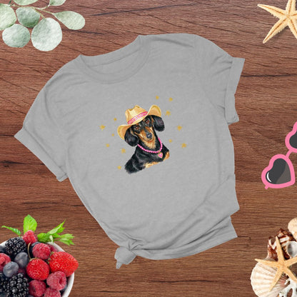 Whimsical Western Inspired Dachshund in Cowboy Hat