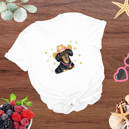 Whimsical Western Inspired Dachshund in Cowboy Hat