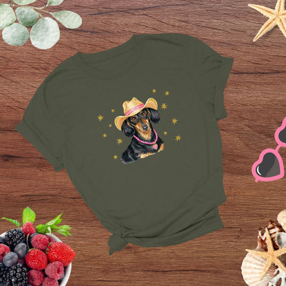 Whimsical Western Inspired Dachshund in Cowboy Hat