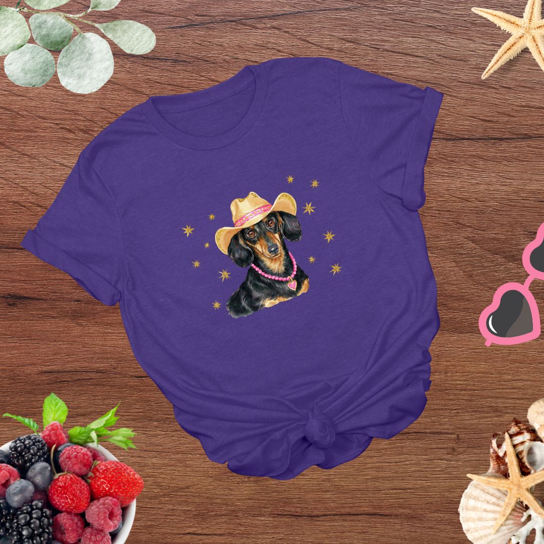 Whimsical Western Inspired Dachshund in Cowboy Hat